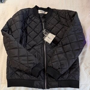 Quilted Bomber Jacket - Black